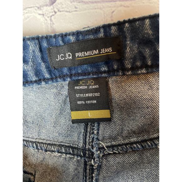 JCJQ Premium Denim Dark Acid Wash High Rise Jeans Womens Size L - Picture 3 of 6